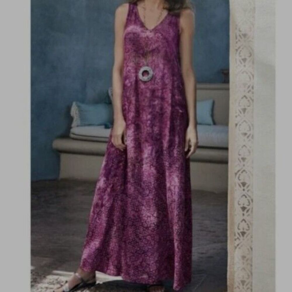 Soft Surroundings Womens Medium Sleeveless Lightweight Ananya Paisley Dress